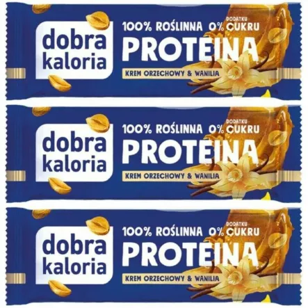 3 x Baton Proteina Krem Orzechowy and Wanilia 45 g - Dobra Kaloria