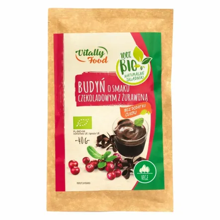 Budyń o Smaku Czekoladowym z Żurawiną Bio 40 g - Vitally Food