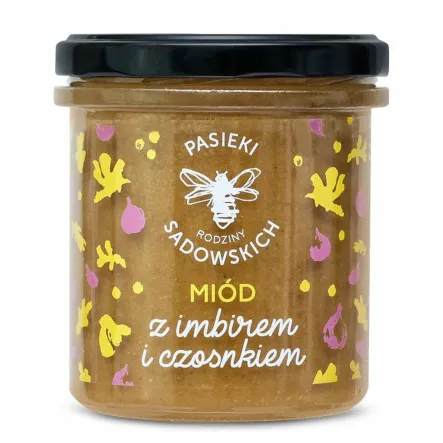 Miód z Imbirem i Czosnkiem 430 g - Pasieki Sadowskich