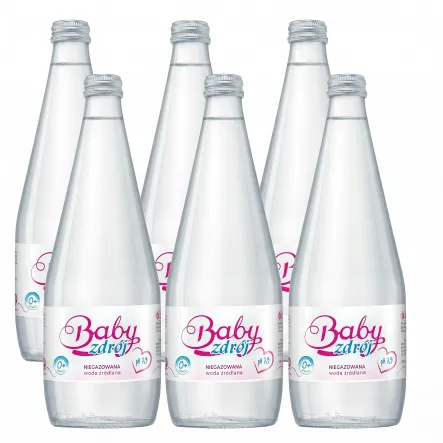 6 x Woda Źródlana Niegazowana 700 ml (Szklana Butelka) - Baby Zdrój