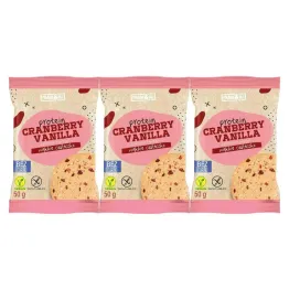 3 x Ciastko Proteinowe Żurawina i Wanilia Bez Dodatku Cukru Bezglutenowe 50 g - Frank and Oli