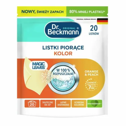 Listki Piorące Rozpuszczalne Magic Leaves Kolor Orange i Peach 20 Sztuk - Dr. Beckmann