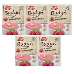 5 x Budyń o Smaku Malinowym Bezglutenowy  Bez Dodatku Cukru 40 g - Celiko