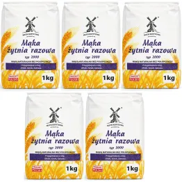 5 x Mąka Żytnia Razowa Typ 2000 1 kg - Młyn Kopytowa