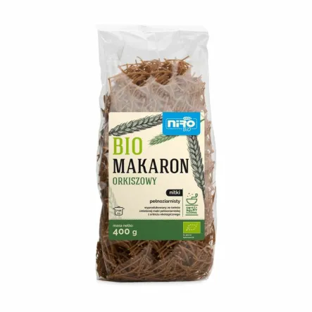 Makaron Pełnoziarnisty Orkiszowy Nitki Bio 400 g Niro