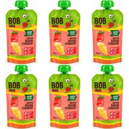 6 x Smoothie Bananowo-Truskawkowe Bez Dodatku Cukru 120 g - Bob Snail