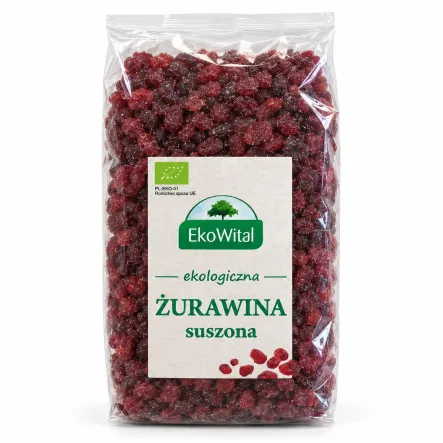 Żurawina Suszona Słodzona Cukrem Trzcinowym BIO 500 g - EkoWital