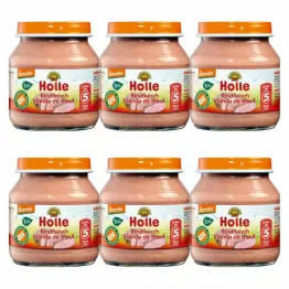 6 x Danie dla Niemowląt Mięso Wołowe Bio Demeter 125 g - Holle