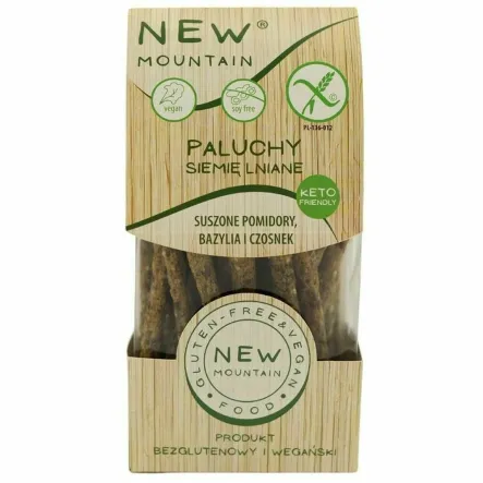 Paluchy z Siemieniem Lnianym, Pomidorami, Czosnkiem i Bazylią Bezglutenowe 200 g - New Mountain
