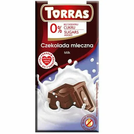 Czekolada Mleczna Bez Dodatku Cukru 75 g - Torras