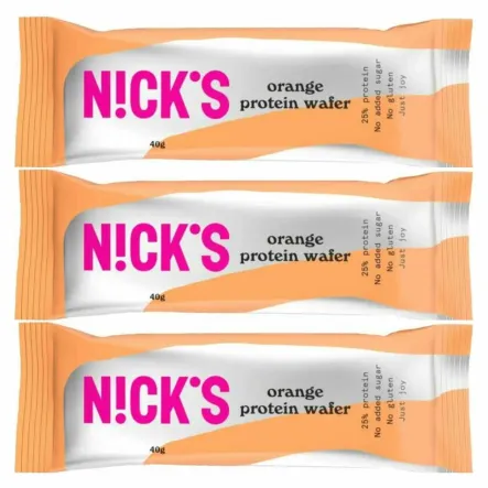 3 x Wafelek Proteinowy Bezglutenowy o Smaku Pomarańczowym w Czekoladzie Mlecznej 40 g - Nicks