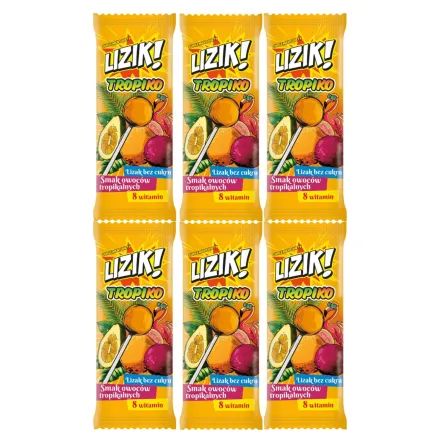 6 x Lizak z Witaminami o Smaku Owoców Tropikalnych TROPIKO 8 g - LIZIK!
