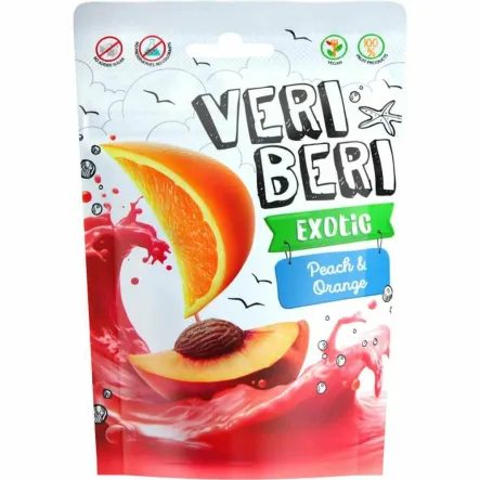 Żelki Exotic Brzoskwinia i Pomarańcza z Kokosem 50 g - Veri Beri