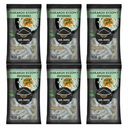 6 x Makaron Ryżowy ŚWIDERKI Bezglutenowy 500 g - Mr. Ming