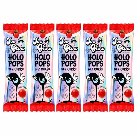 5 x Lizak o Smaku Truskawkowym z Witaminą D i C Bez Cukru Bezglutenowy 8 g - Holo Pops