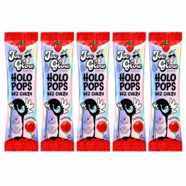 5 x Lizak o Smaku Truskawkowym z Witaminą D i C Bez Cukru Bezglutenowy 8 g - Holo Pops