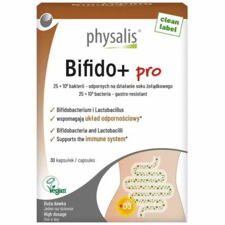 Kapsułki na Odbudowę Flory Jelit (Bifido+Pro) 30 Sztuk - Physalis