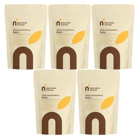 5 x Mieszanka Chlebowa - Chleb Keto Wysokobiałkowy 600 g - Naturalnie Zdrowe