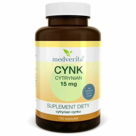 Cynk Cytrynian 15 mg 180 Kapsułek - Medverita