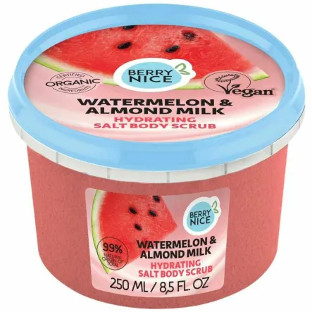 Nawilżający Solny Scrub Do Ciała Arbuz and  Mleko Migdałowe 250 ml - Berry Nice