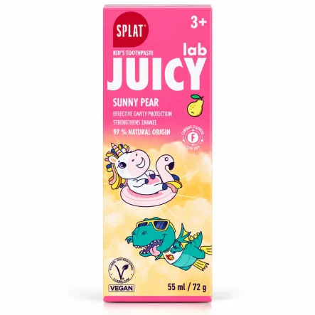 Pasta do Zębów dla Dzieci Juicy Lab Sunny Pear Gruszka 3+ z Fluorem 55 ml - SPLAT