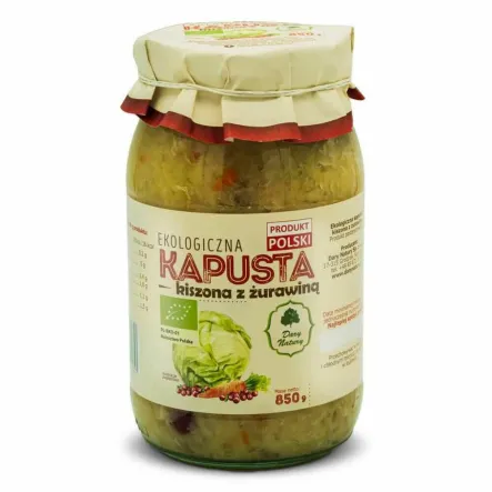 Kapusta Kiszona z Żurawiną EKO 850 g (800 g) - Dary Natury