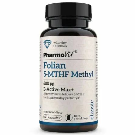 Folian 5-MTHF Methyl 600 ug 60 Kapsułek - Pharmovit