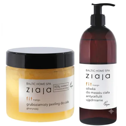 Oliwka do Masażu Ciała Baltic Home Spa 490 ml + Peeling do Ciała Glicerynowy Gruboziarnisty Baltic Home Spa 300 ml - Ziaja