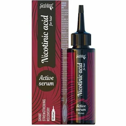 Aktywne Serum do Włosów Kwas Nikotynowy (Niacyna) Serum Stymulator Aktywator Wzrostu Włosów 100 ml - Golden Pharm