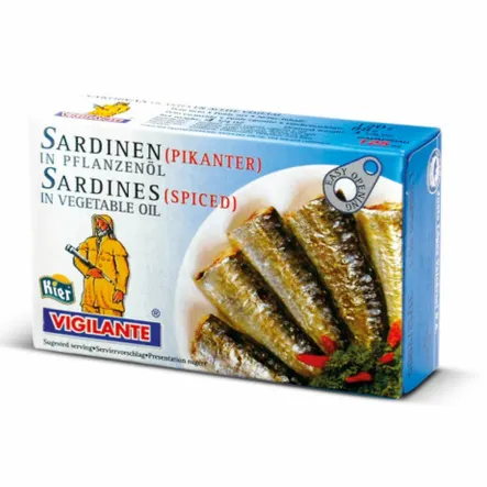 Sardynki Pikantne w Oleju Słonecznikowym 120 g (88 g) - Vigilante