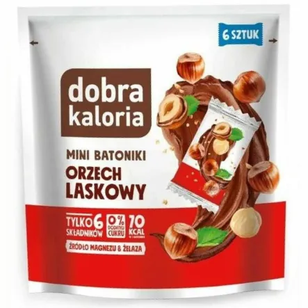Mini Batoniki Orzech Laskowy z Czekoladą 108 g (6x 18 g) - Dobra Kaloria