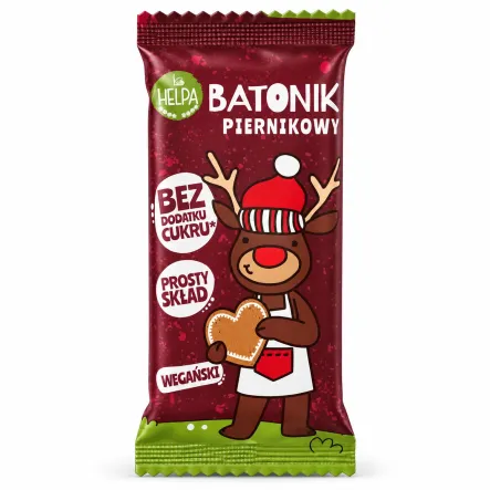 Batonik Piernikowy Wegański Bez Dodatku Cukru 20 g - Helpa