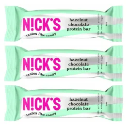 3 x Baton Proteinowy z Kremem z Orzechów Laskowych w Mlecznej Czekoladzie 50 g - Nicks