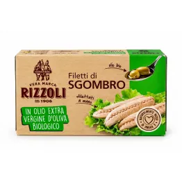 Filety z Makreli w Ekologicznej Oliwie Extra Virgin 90 g (63 g) - Rizzoli
