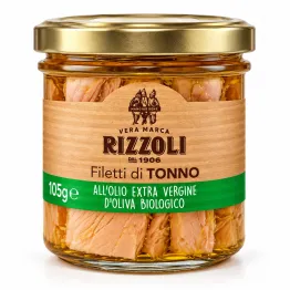Filety z Tuńczyka w Ekologicznej Oliwie Extra Virgin 150 g (105 g) -  Rizzoli