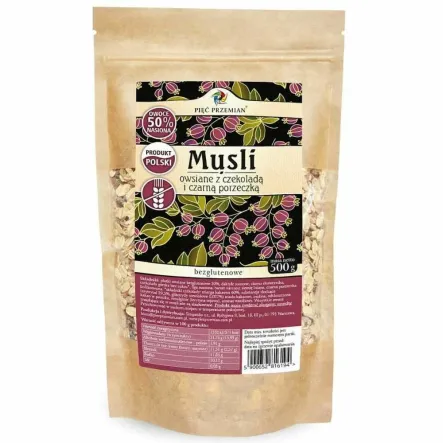 Musli Owsiane z Czekoladą i Czarną Porzeczką Bezglutenowe 500 g - Simpatiko