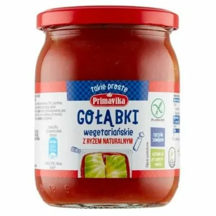 Gołąbki Roślinne z Ryżem i Pieczarkami Bezglutenowe 480 g - Primavika