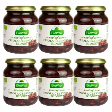 6 x Fasola Czerwona Kidney w Zalewie Bio 360 g (240 g) - Eko-Wital