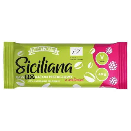 Baton Pistacjowy z Malinami Siciliana Raw Bio 40 g - Zmiany Zmiany