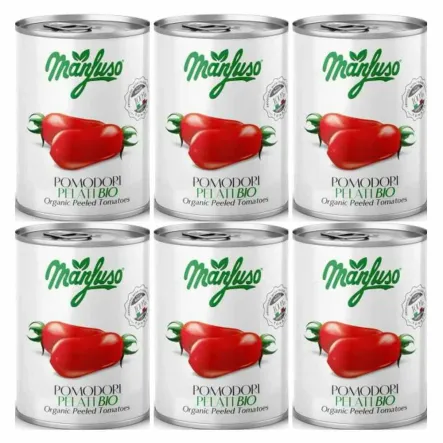 6 x Pomidory Bez Skórki Bio 400 g - Manfuso