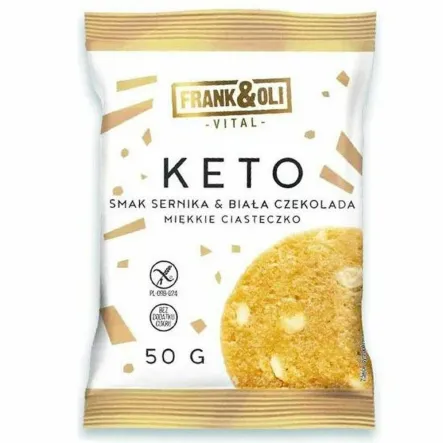 Miękkie KETO Ciasteczko Sernik z Białą Czekoladą Bez Dodatku Cukru 50 g - Frank and Oli