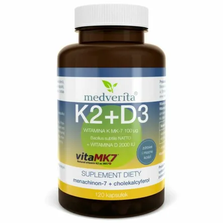 K2 MK7+ D3 2000 IU 120 Kapsułek - Medverita