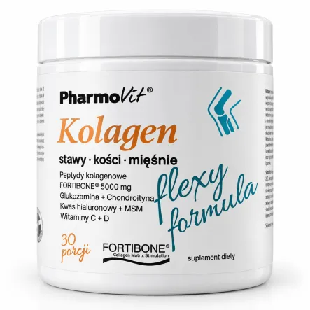 Kolagen Flexy Formula Stawy Kości Mięśnie Smak Bananowy 196 g (30 Porcji) - Pharmovit