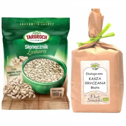 Słonecznik Łuskany 1 kg - Targroch  + Polska Kasza Gryczana Biała Niepalona Eko 1 kg - Dolina Gryki Eko Smaki