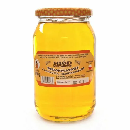 Miód Wielokwiatowy z Nawłocią i Słonecznikiem 1,2 kg - Pasieka Sudnik