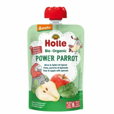 Mus Moc Papugi (Gruszka, Jabłko, Szpinak) Bez Dodatku Cukru Bio Demeter 100 g - Holle