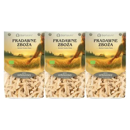 3 x Makaron Jasny Orkiszowy Tagliatelle Wstążka EKO 250 g - Bartolini Pradawne Zboża