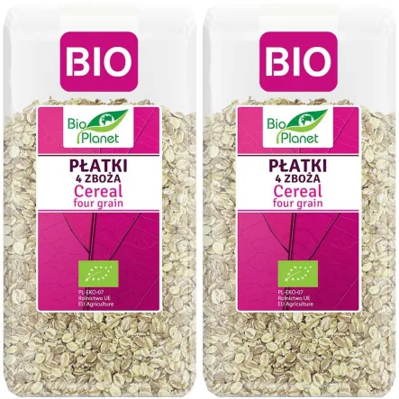 2 x Płatki 4 Zboża Bio 300 g - Bio Planet - Jęczmienne, Orkiszowe, Owsiane, Żytnie