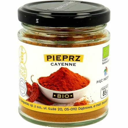 Pieprz Cayenne Bezglutenowy BIO 85 g - Pięć Przemian