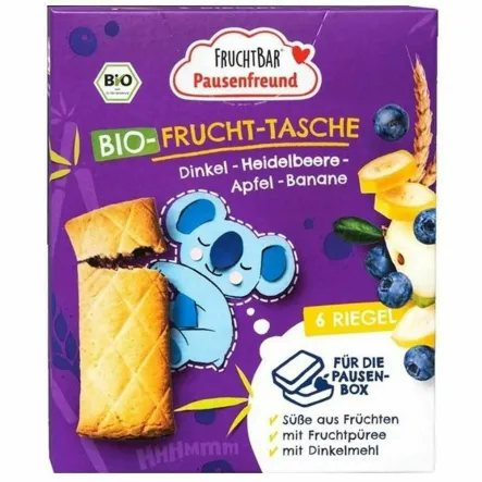 Ciasteczka Orkiszowe z Nadzieniem Jabłko, Borówka i Banan BIO 132 g (6x 22 g) - FruchtBar